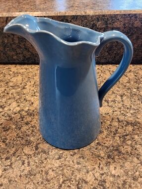 Source Unknown Blue Ceramic Pitcher